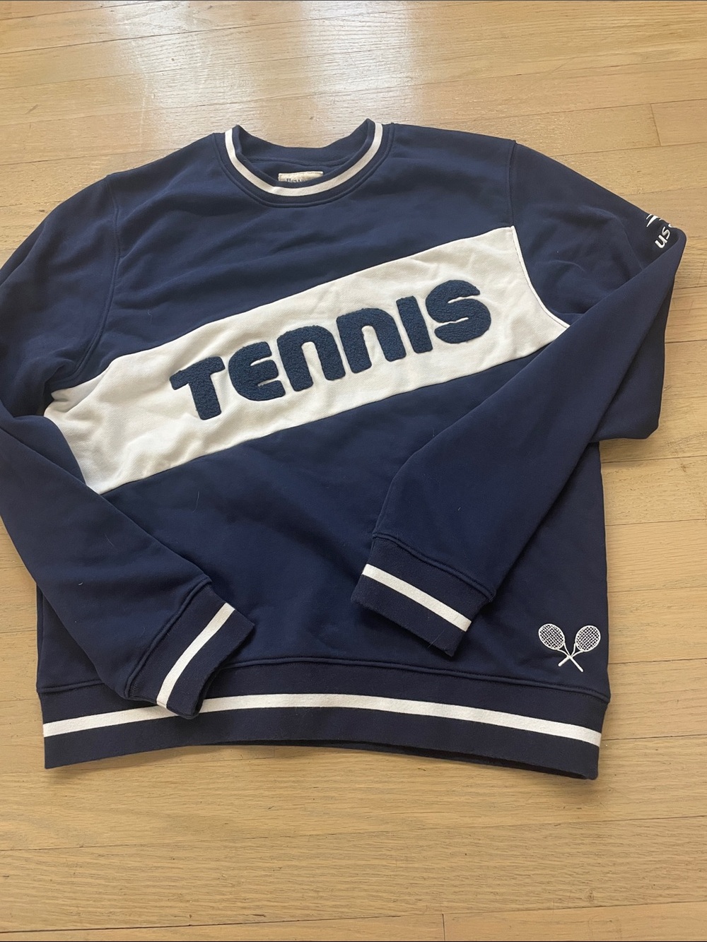 US OPEN Crewneck Sweater with White Chest Panel - 'TENNIS' Detail